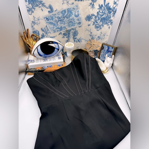 🆕 DRESS THE POPULATION 🧿 NWT Cosette Corset Strapless Bodycon Dress, Black SzL - Picture 2 of 16